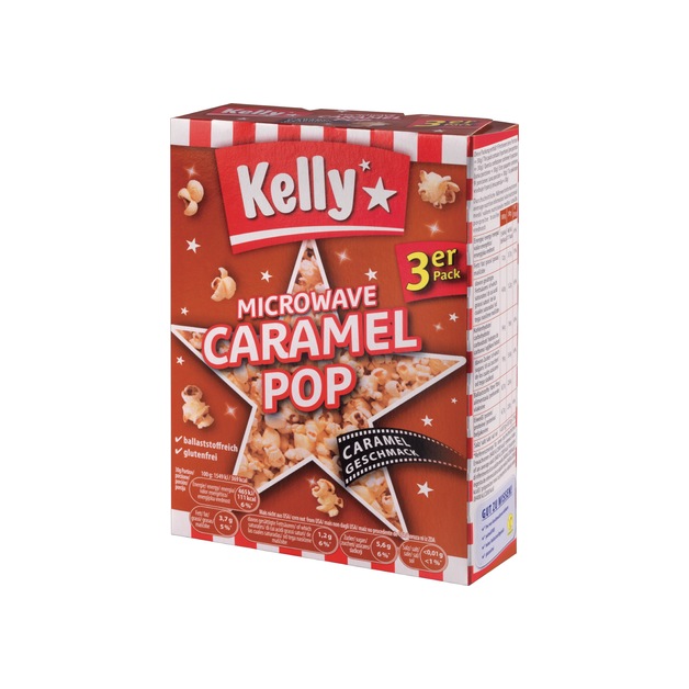 Kelly Mikro Popcorn 3x90g, Caramel