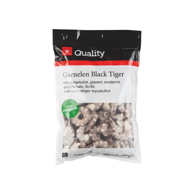 Quality Black Tiger Garnelen 31/40 ohne Schale, tiefgekühlt, phosphatfrei 800 g