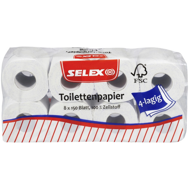 Selex Toilettenpapier 8x150Blatt 3lg Zellstoff