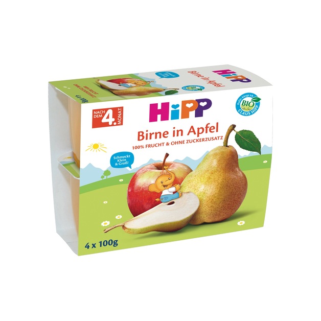Hipp Bio Früchte Pause Birne/Apfel 4 x 100g