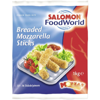 Salomon Breaded Mozzarella Sticks 1kg  (6kg Karton)