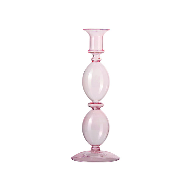 Kerzenhalter H = 230 mm, rosa, Glas