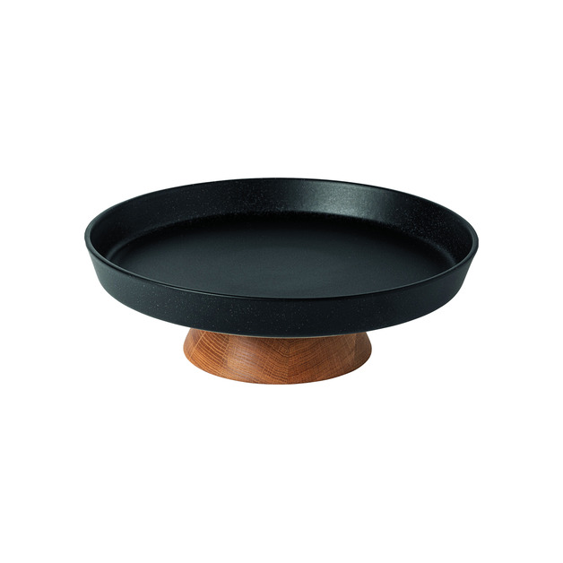 Platte Boutique H = 103 mm, DM = 325 mm, black, Porzellan, auf Holzfuss