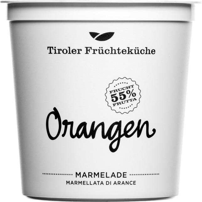 Uwe Tiroler Früchteküche Orangenkonfitüre 450g Gastrobecher