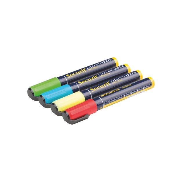 Securit Kreidemarkerset 2 - 6 mm gelb, rot, blau, grün 4 Stk.