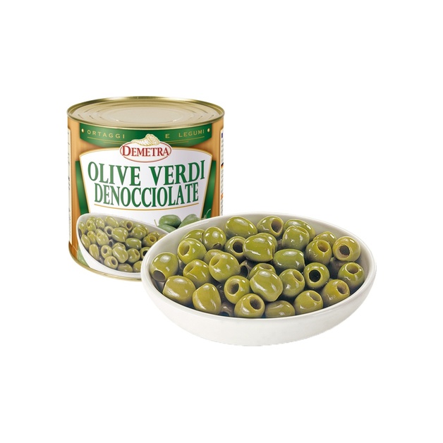 Demetra Grüne Oliven ohne Stein in Salzlake 2500g  ATG 1200g