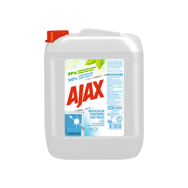 Ajax Glasreiniger Kristall, 100% streifenfrei, mit Ammoniak 10 l