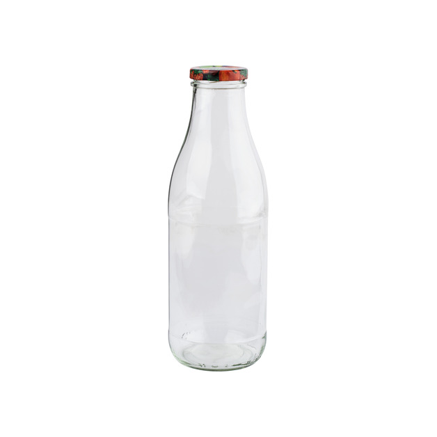 Einkochflasche Inhalt = 1 l, gerade Form mit Obstdekordeckel