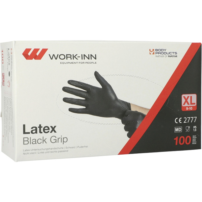 Papstar Handschuhe Latex 100Stk puderfrei Gr.XL schwarz