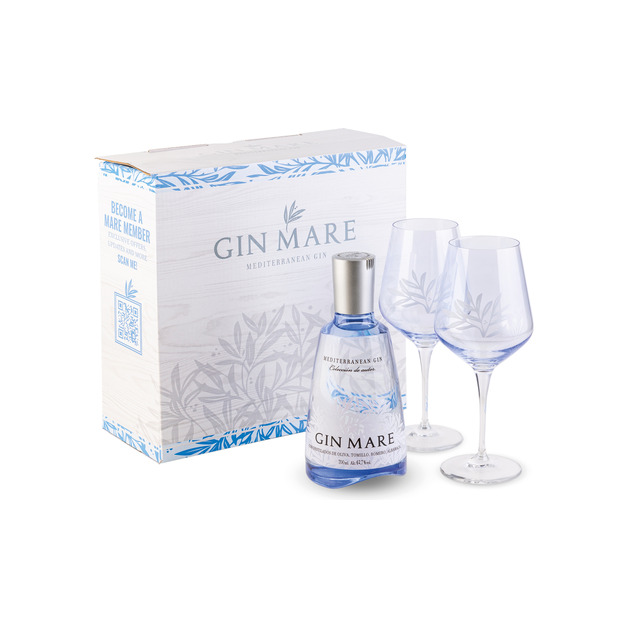 Gin Mare im Geschenk Karton + 2 Gläser Spanien 0,7 l
