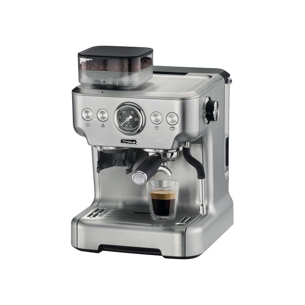 Espressomaschine Barista plus integriertes Kegelmahlwerk Edelstahl