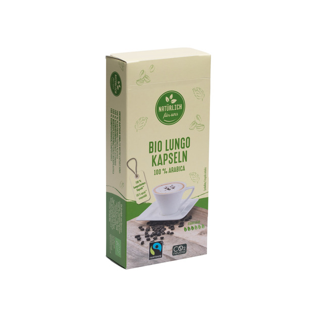 natürlich für uns Bio Fairtrade Kaffeekapseln Lungo 100% Arabica, kompostierbar 10 Stk.