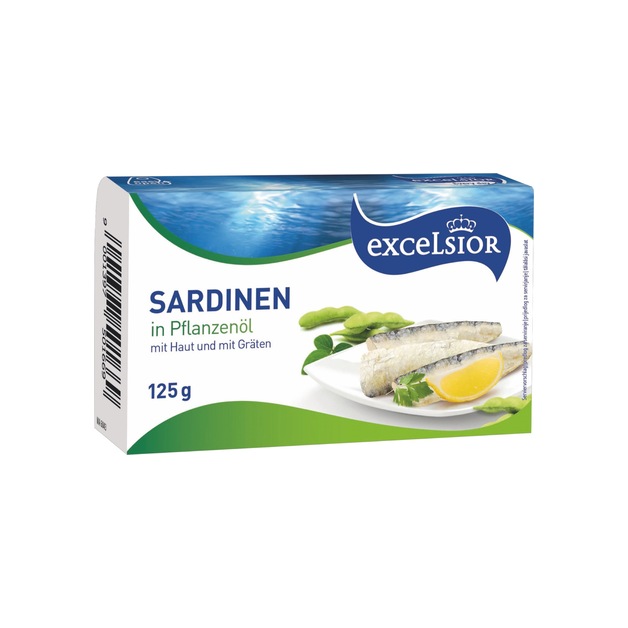 Excelsior Sardinen in Öl mit Haut, mit Gräten 125 g