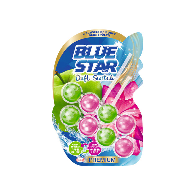 Blue Star Kraft Aktive Duft Switch Apfelblüte Wasserlilie VP WC Reiniger 2er