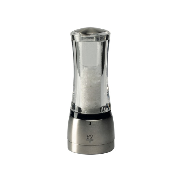 Peugeot Salzmühle H = 160 mm, Edelstahl u. Acryl, Behälter m. Magnetverschluß