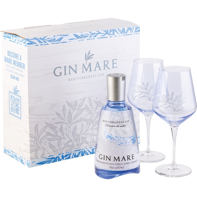 Gin Mare Set mit 2 Gläsern 0,7l   43%