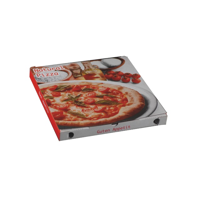 Pizzakarton Natural bedruckt, 32,5 x 32,5 x 3 cm 100 Stk.