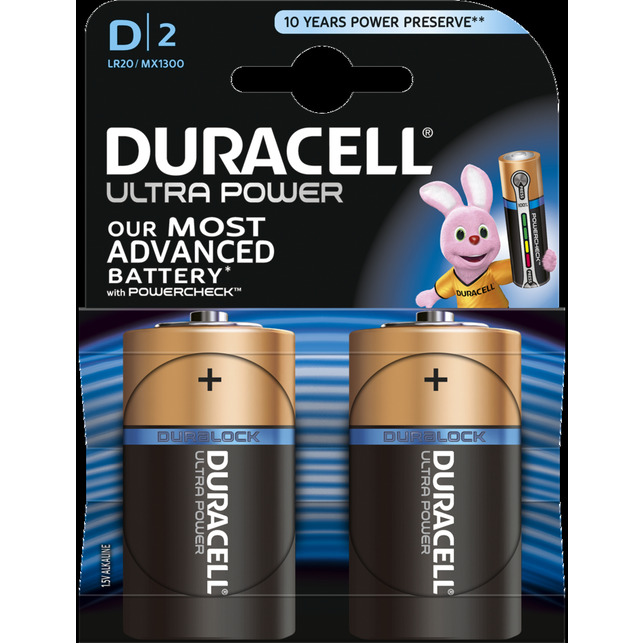 Duracell Ultra Power D 2er mit Powercheck Batterie