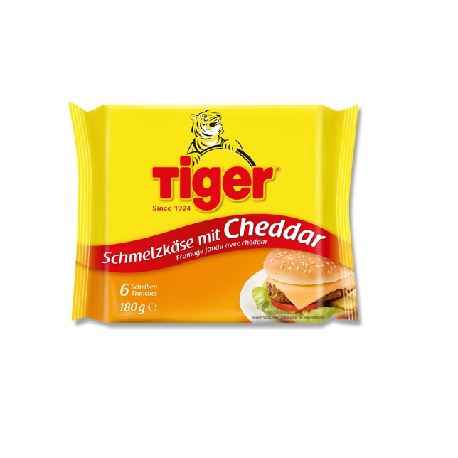 Schmelzkäse Scheiben mit Cheddar Tiger 8x180g
