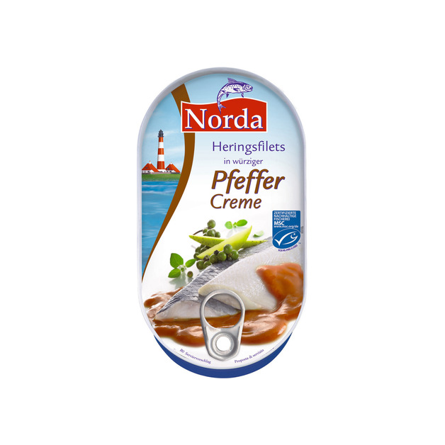 Norda Heringsfilets Pfeffer in würziger Pfeffer Creme MSC 200 g