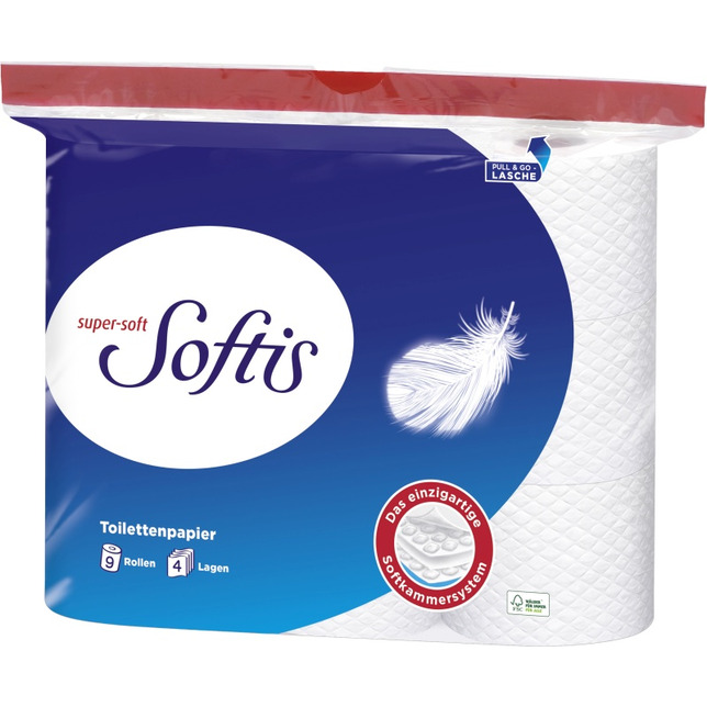 Softis Toilettenpapier 4-lagig 9er 100Blatt