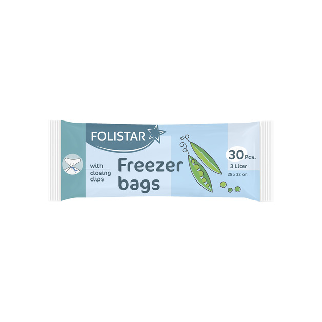 Folistar Tiefkühlsäcke mit Klips 3 L 30er