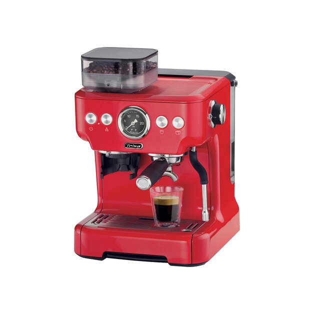 Espressomaschine Barista plus integriertes Kegelmahlwerk Farbe rot