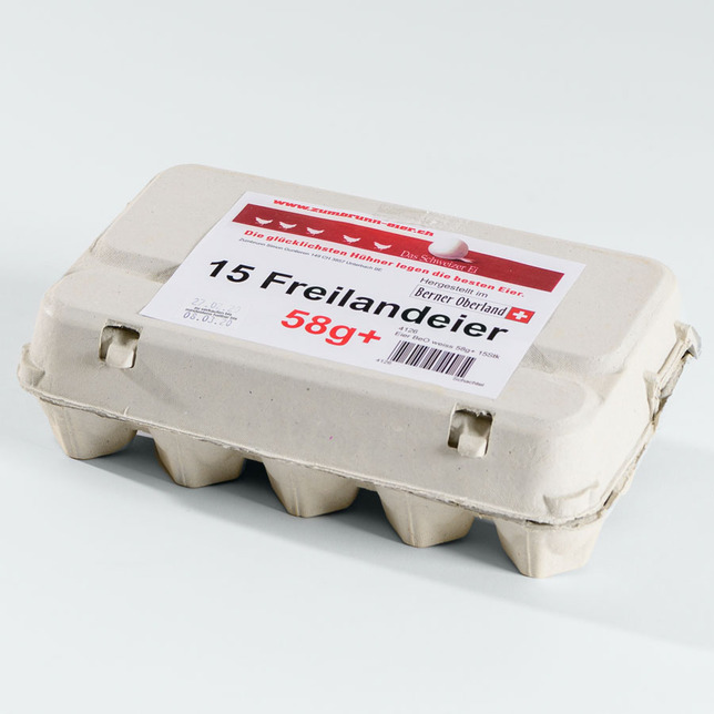 Eier Freiland BeO weiss 58g+ 15Stk