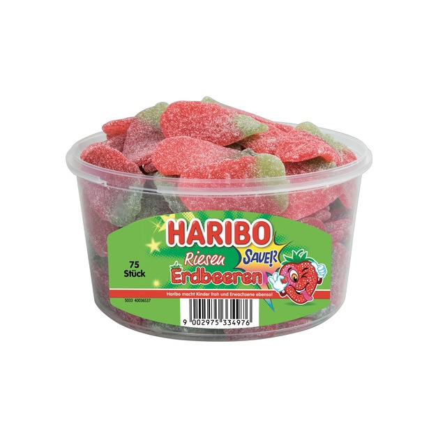 Haribo Saure Riesen Erdbeeren Dose 75er