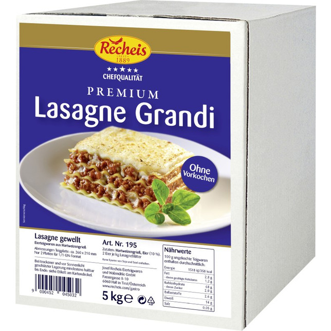 Recheis Lasagne grandi 5kg premium