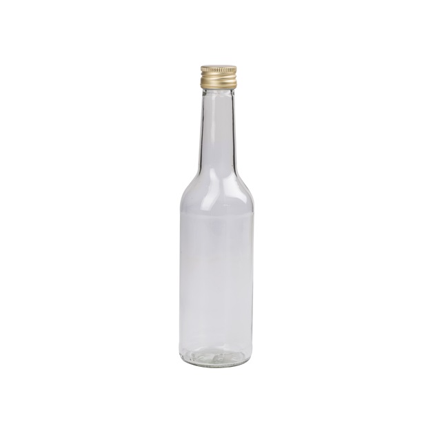 Einkochflasche Inhalt = 350 ml, gerade mit Verschluss gold