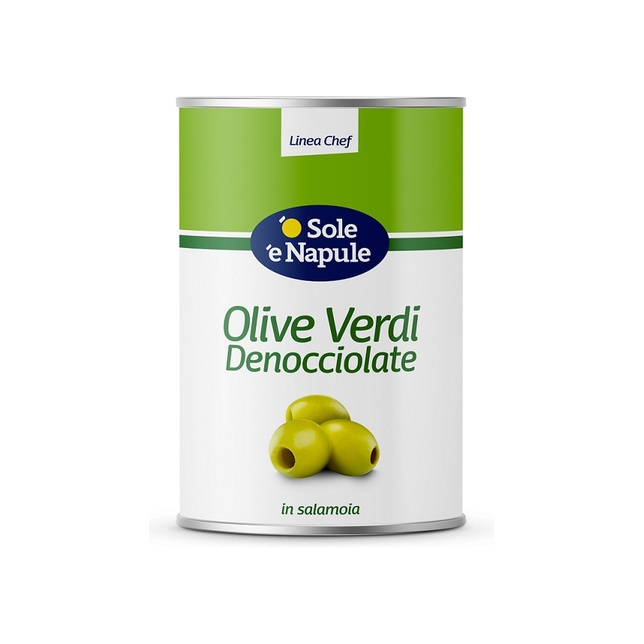 Olive verdi denocciolate 28/32 - 4.1 kg. O sole e Napule