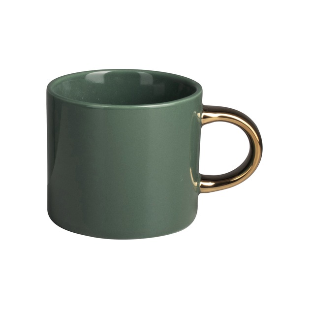 Henkelbecher Keramik, grün/gold Inhalt = 230ml