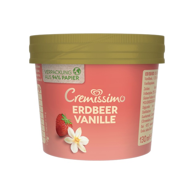 Eskimo Cremissimo Becher Erdbeer Vanille tiefgekühlt 130 ml