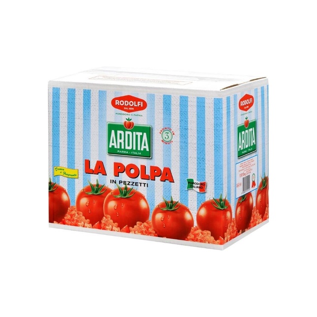 Polpa pomodoro `Ardita` in pezzi  Bibox blu 10 Kg.