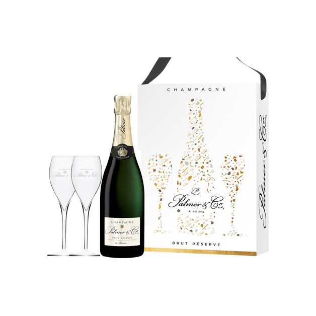 Palmer & Co Champagner Brut Reserve mit 2 Gläsern 0,75 l
