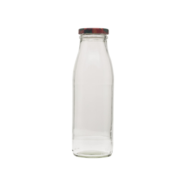 Einkochflasche Inhalt = 500 ml, gerade Form mit Obstdekordeckel
