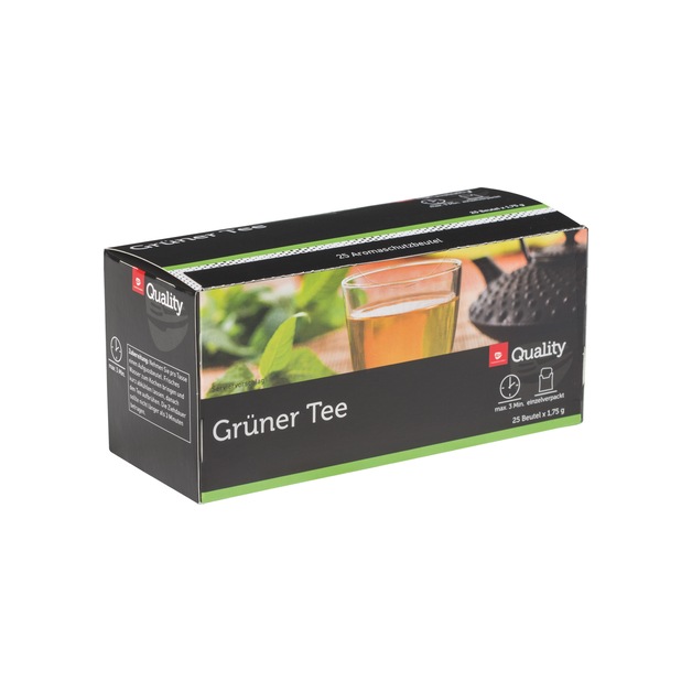 Quality Tee Grün Tassenportionen im Aromaschutzbeutel 25er