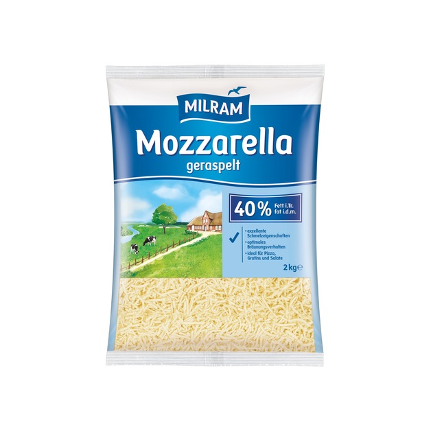 Milram Mozzarella gerieben 40% Fett i. Tr. 2 kg