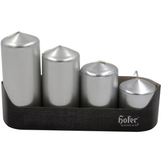 Hofer Kerzen Stufenstumpen metalic silber 4-50-60/80/100/120