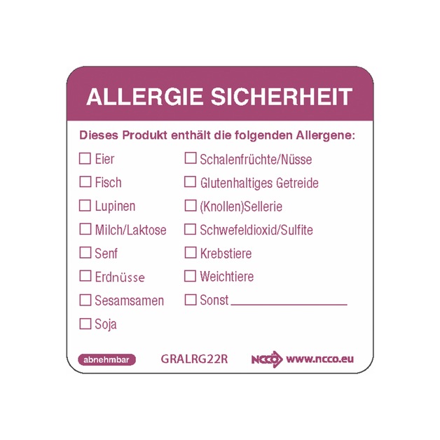 Etikett Allergie Sicherheit 50 x 50 mm 500 Stk.