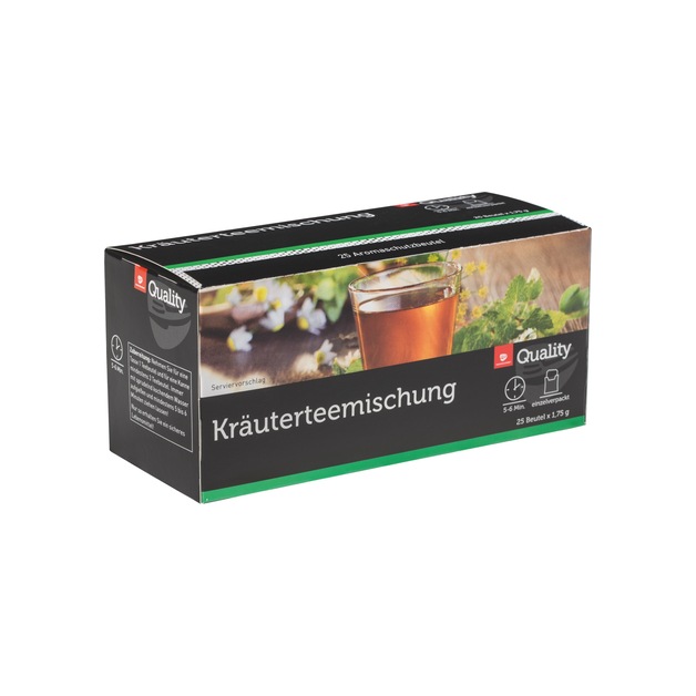 Quality Tee Kräutermischung Tassenportionen im Aromaschutzbeutel 25er
