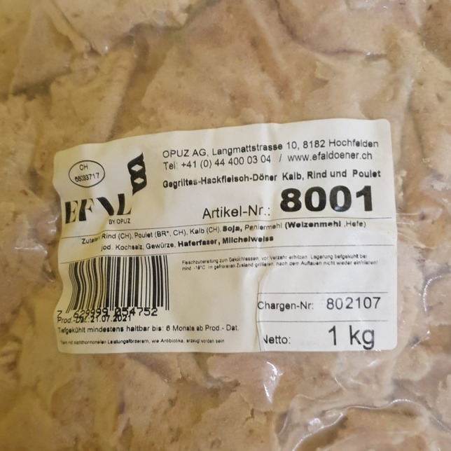 Döner Kebab 1 kg. (Kalb-Rind, Poulet)