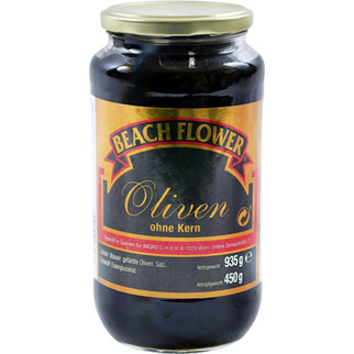 Beach Flower Oliven schwarz ohne Kern 935g ATG 460g
