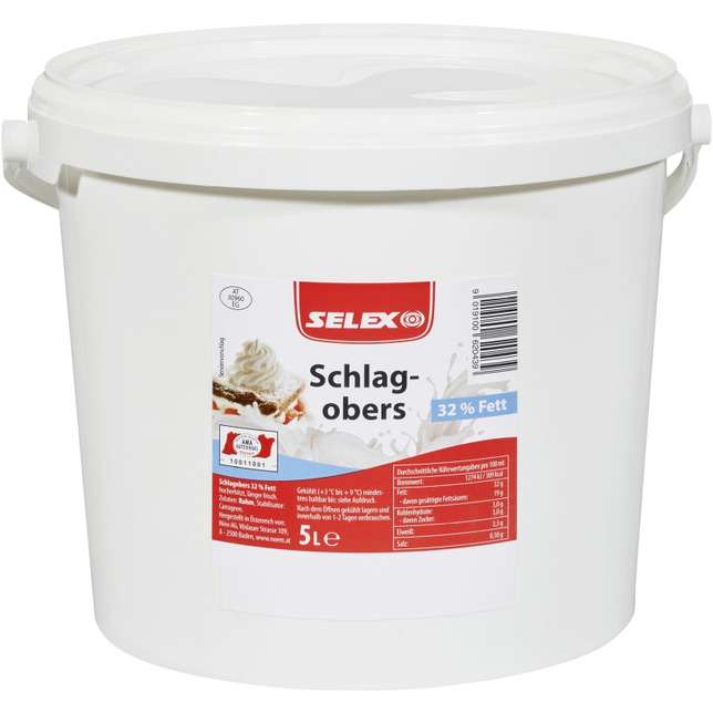 Selex Schlagobers 32%Fett 5,01l Eimer