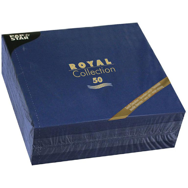 Papstar RoyalCollection Servietten 40x40cm 50Stk 1/4F d.blau