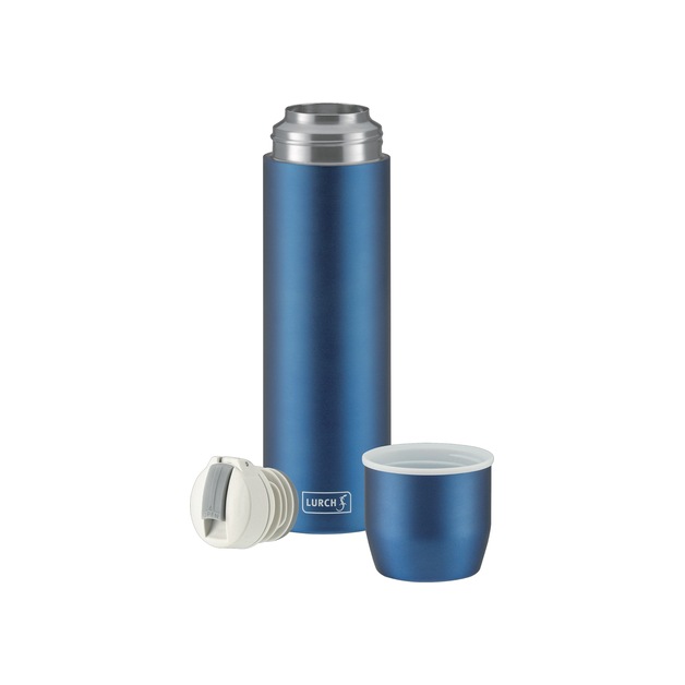 Lurch Thermoflasche, denim blue mit Becher, doppelw. Edelstahl Inhalt = 750ml