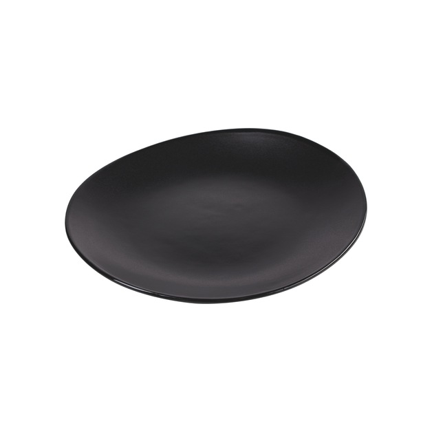 Teller Vongola Black L = 222 mm, B = 203 mm, Keramik, schwarz, flach, oval