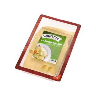 Gusteria Emmentaler Scheiben 45% Fett i. Tr. ca. 20 Scheiben zu 20 g 400 g