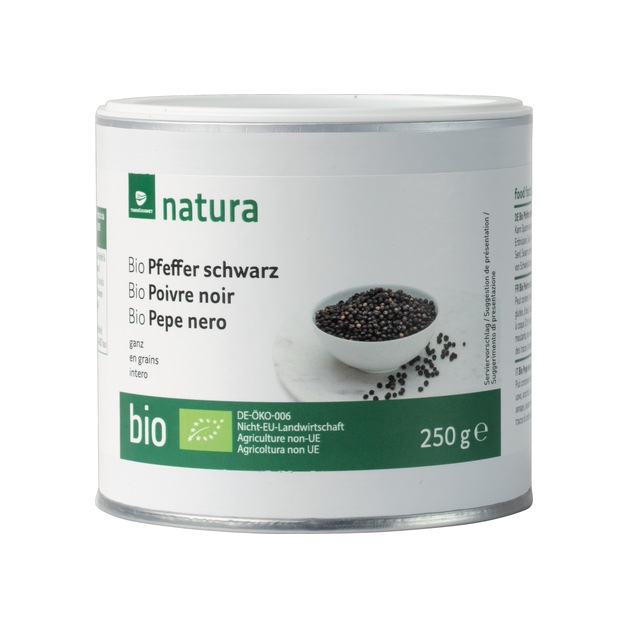 Natura Bio Pfeffer, schwarz, ganz 470 ml
